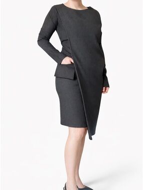 Jean Paul Gaultier Asymmetric Long-Sleeve Dress in Dark Gray